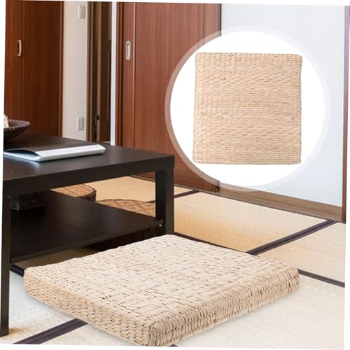 Happyyami 1pc Handmade Woven Meditation Cushion Decorative Yoga Mat Straw Mat for Home Use Thick for Meditation Floor Seating and Home