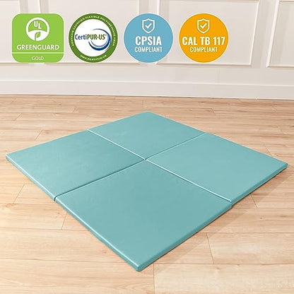 ECR4Kids SoftZone Play Patch Activity Mat Squares, Modular Playmat, Seafoam, 4-Pack - color: Seafoam
