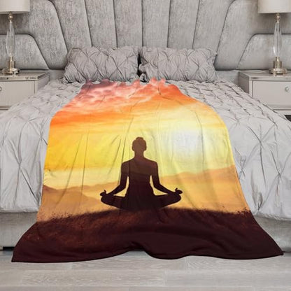 Yoga Meditation Soft Throw Blanket for Couch Lightweight Flannel Blanket for Sofa Couch Throw Bed Warm Cozy Decorative Blankets Fall Winter Decor 40"x50" - size: 40"x50"