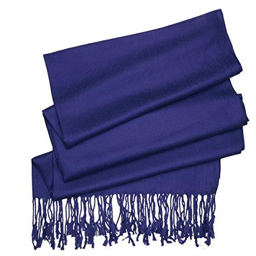 Falari Women's Soft Solid Color Pashmina Shawl Wrap Scarf, for Wedding, Bridesmaid Gifts, Evening Dress - color: Navy Blue