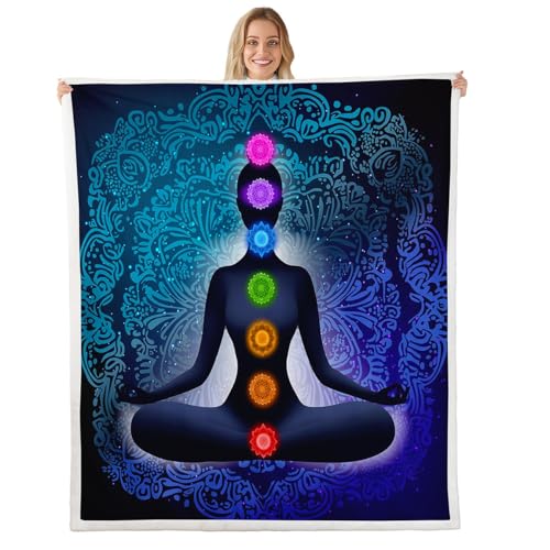 Feelyou Yoga Fleece Blankets Zen Spiritual Throw Blanket for Couch Bed Sofa Boho Mandala Plush Sherpa Bohemian Mandala Style Baby 30"x40" - size: Baby(30"x40")