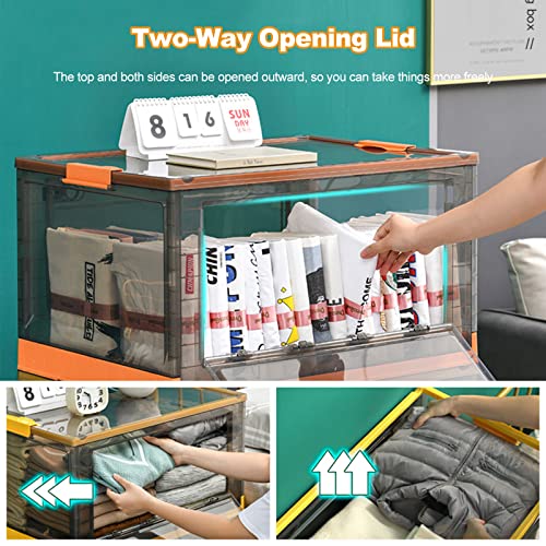 Ergocar Foldable Super Large Plastic Storage Box with Lid, Modern Style, Stackable Organiser, Wardrobe Storage, Grocery Storage, for Bedroom, Wardrobe, Office, Garage
