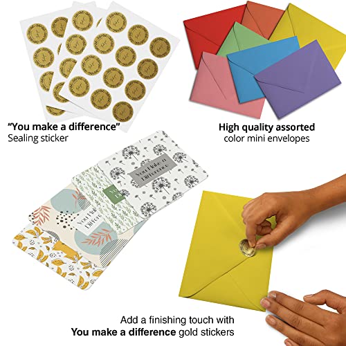 Dessie 60 You Make a Difference Inspirational Cards with Envelopes & Matching Seals. 60 Post-it Note Size Motivational and Encouragement Cards with Positive Affirmations. Great Thoughtful Gifts. - size: 3.5 x 3.5 inches, style: You make a difference