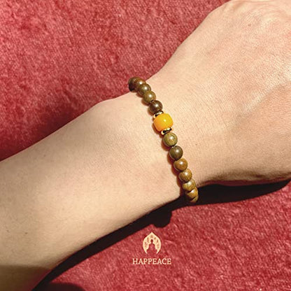 HAPPEACE Elastic Bracelets for Small Wrists - 6mm Verawood Beads and Ancient Glass Beads