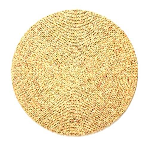 Water Hyacinth Meditation Mat | Non-Slip Exercise & Fitness Mat for Meditation | Natural Rug, Straw Floor Mat for Living Room, Bedroom and More