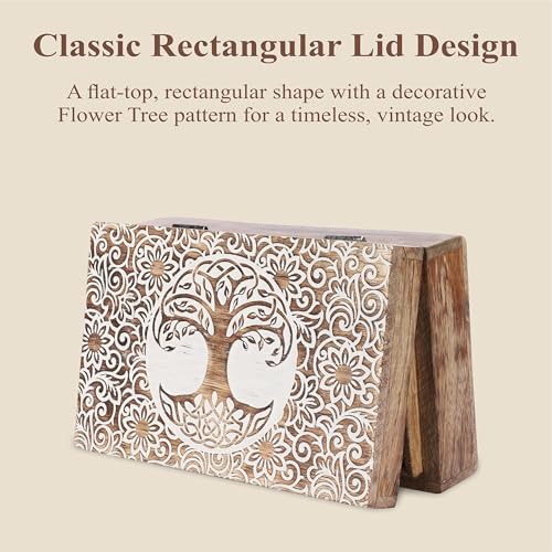 Ajuny Tree of Life Pattern Decorative Box Keepsake Trinket Holder Treasure Chest Jewelry Organizer for Necklaces Watch Storage Boxes Great for Gift- 8X5 Inch - style: Artisanal