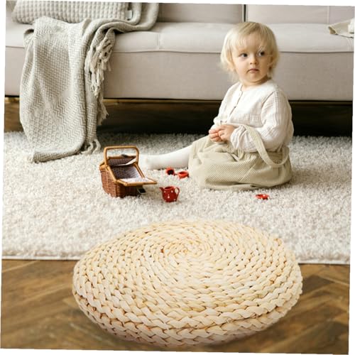 IMIKEYA Thick Straw Woven Meditation Cushion Handmade Yoga Mat for Comfortable Sitting Sturdy Tatami Floor Pad for Meditation and Relaxation