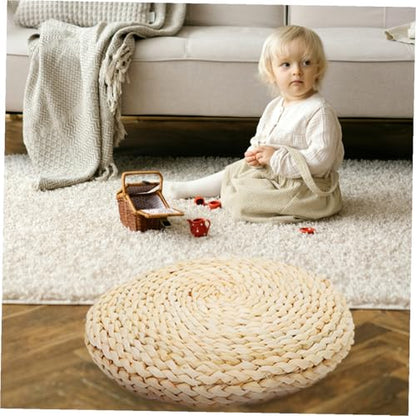IMIKEYA Thick Straw Woven Meditation Cushion Handmade Yoga Mat for Comfortable Sitting Sturdy Tatami Floor Pad for Meditation and Relaxation