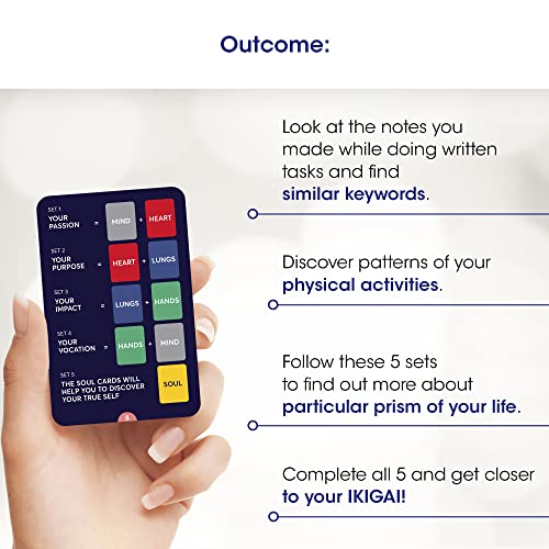 Ikigai Self-Discovery Cards — 35 Question & Task Cards Built Around the 5-Chapter Method | Find Your Passion, Purpose & Reason for Living | Japanese Mindfulness Gift for Men & Women