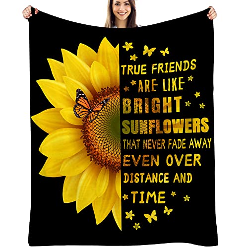 Friendship Gifts for Women, Gifts for Friend, Friends Blankets for Women Birthday Christmas, Sunflower Butterfly Yellow Blanket for Home Bed Sofa 50” x 60” - color: Sunflower-to Friend, size: 50 inches x 60 inches