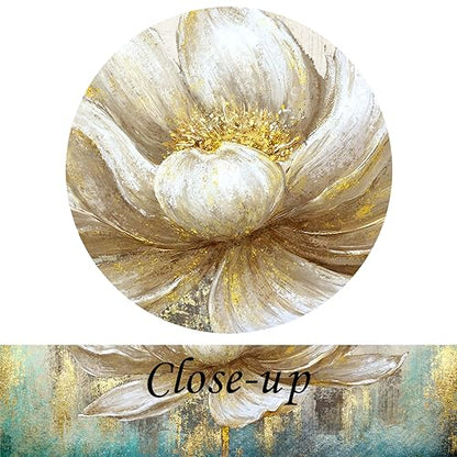 KREATIVE ARTS Large 5 Pieces Lotus Flower Blooming Wall Art Canvas Print Painting Modern Peaceful Still Life Artwork Zen Golden Floral Artwork for Meditation Room Decoration 60x32 Inches