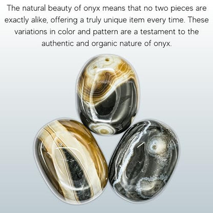 Amazing Gemstone Black Onyx Crystals and Healing Stones - Large Palm Stone Crystals Piedra - Crystal for Good Luck, Balanced Positive Energy, Meditation - Unique Stocking Stuffers and Birthday Gifts - color: Black Onyx