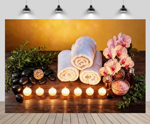 CHNYWORK 82x59 Inches Zen Garden Tapestry Candles Basalt Stone Spa Water Massage Stones Towel and Candles Relaxation Background Living Room Bedroom Aesthetic College Dorm Wall Decor - size: 82''x59''
