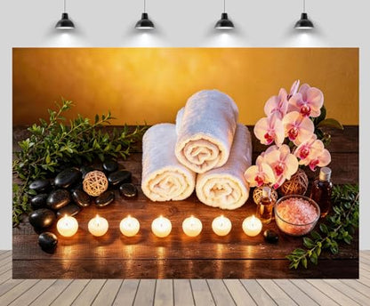 CHNYWORK 82x59 Inches Zen Garden Tapestry Candles Basalt Stone Spa Water Massage Stones Towel and Candles Relaxation Background Living Room Bedroom Aesthetic College Dorm Wall Decor - size: 82''x59''