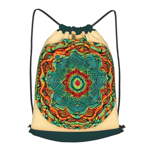 Mandala Drawstring Backpacks Polyester Bag For Yoga Meditation Fitness