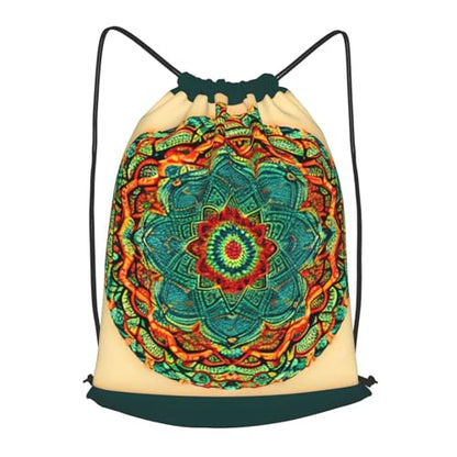 Mandala Drawstring Backpacks Polyester Bag For Yoga Meditation Fitness