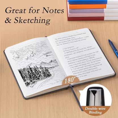 deli A5 Lined Journal Notebook, 160 Pages Hardcover Writing Notebook, 5.5"x8.2" College Ruled Notebook for Office, School, Work Notes (Black) - color: Black