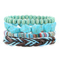 HZMAN Wrap Bracelets Men Women, Hemp Cords Wood Beads Ethnic Tribal Bracelets, Leather Wristbands - style: Turquoise
