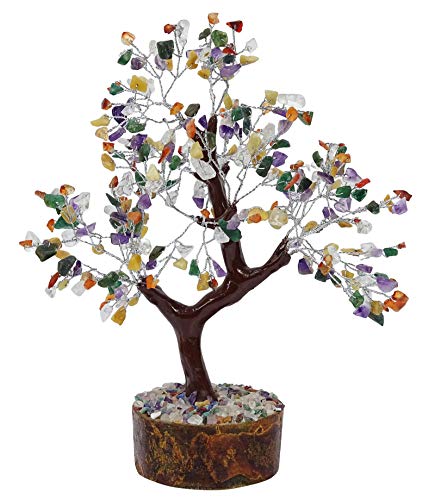 HARMONIZE Multistone Feng Shui Bonsai Tree for Reiki Healing Table Home Decor - color: Multicolor (Multistone1), size: RED GIFT POUCH