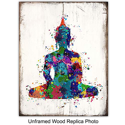 Zen Meditation Buddhist Wall Art Prints - 8x10 Spiritual Buddha, Yin Yang, Om, Hamsa Fatima Hand Photo Poster Set- Chic Room or Home Decor - Unique Gift For Yoga Fans – Unframed Pictures