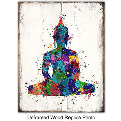 Zen Meditation Buddhist Wall Art Prints - 8x10 Spiritual Buddha, Yin Yang, Om, Hamsa Fatima Hand Photo Poster Set- Chic Room or Home Decor - Unique Gift For Yoga Fans – Unframed Pictures