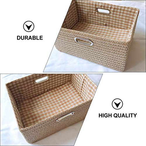 Cabilock 1pc Folding Storage Box with Handle for Room Organization Beige Storage Basket for Home Bedroom Laundry and Living Spaces
