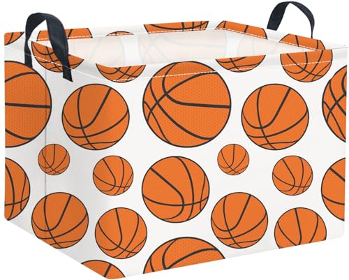 Rectangular Easter Basket Waterproof Storage Bin for Bedroom Collapsible Bin Books Box Basket Room Decor(Basketball) - color: Basketball