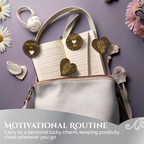 Positive Wooden Pocket Hugs Cutouts | 100 Laser Engraved Wood Hearts with Positive Pocket Hug Messages | Family Keepsake and Rememberance Gift - style: Little Pocket Hugs Chip