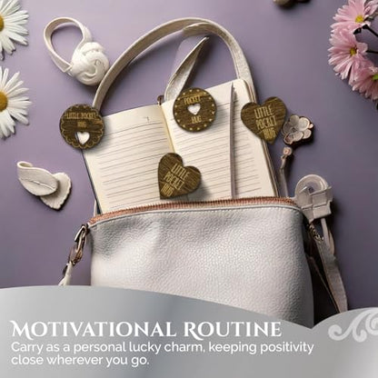 Positive Wooden Pocket Hugs Cutouts | 100 Laser Engraved Wood Hearts with Positive Pocket Hug Messages | Family Keepsake and Rememberance Gift - style: Little Pocket Hugs Chip