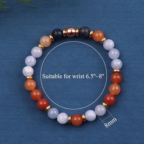 KSQS Healing Stone Bead Bracelet for Women, Natural Gemstones Balance Protection Bracelet, Spiritual Crystal Beads Bracelet Anxiety Relief with Meaning Card - style: And Breathe