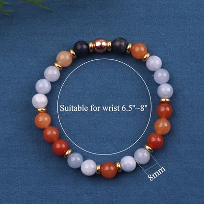 KSQS Healing Stone Bead Bracelet for Women, Natural Gemstones Balance Protection Bracelet, Spiritual Crystal Beads Bracelet Anxiety Relief with Meaning Card - style: And Breathe