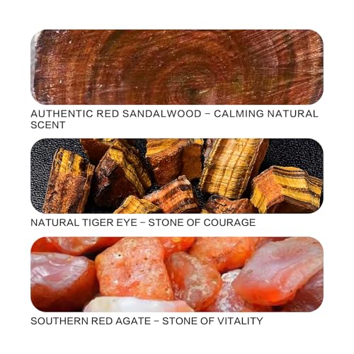 Meditaiton Men Beaded Bracelets, Handmade Sandalwood Mala Beads, Buddhist Prayer Red Wood Bracelets, Comfortable for Daily Wear Yoga Gift for Men - color: 12x13mm Bead with Tiger Eye