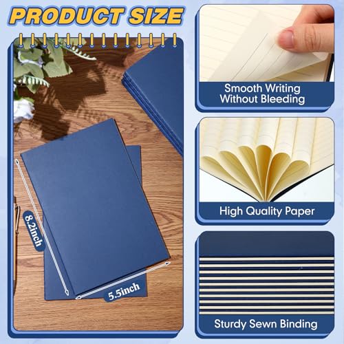 Sabary 72 Pack Kraft Paper Notebook Journals 5.5 Inch x 8.3 Inch A5 Notebook in Bulk Softcover Ruled for Writing Sketch Travel Journal with 60 Pages 30 Sheets (Navy Blue,Line) - color: Navy Blue, style: Line