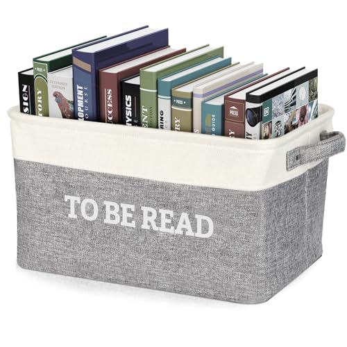 Lukeline Book Storage Basket for Book Lover Gifts, 15.5 x 11.6 x 9.4 Large Book Storage Bins, Book Accessories for Reading Lovers, To Be Read Book Storage Basket for Home Shelves Classroom - color: TO BE READ