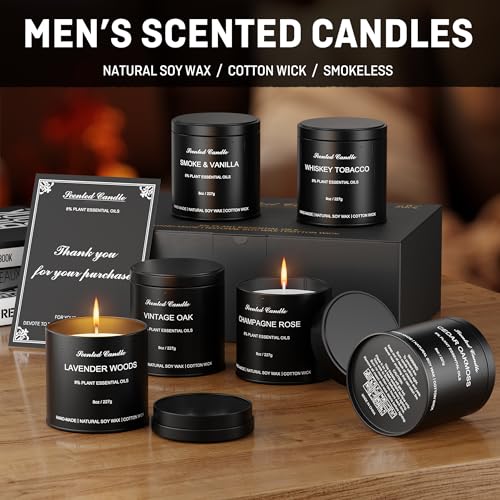 Men’s Scented Candles Set – Soy Wax Aromatherapy Candles for Men, Masculine Scented Candles with Essential Oils, Long Lasting Strong Scent, Luxury Gift Candles for Men,Dad,Him (48oz) - size: 48oz