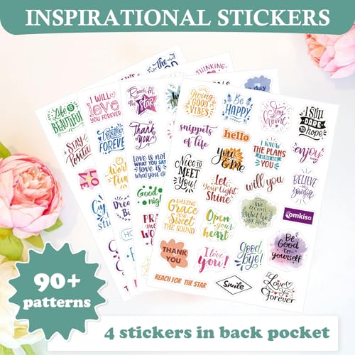 Comkiso Gratitude Journal with 4 Inspirational Stickers: Undated Daily Gratitude Journal for Women and Men - More Happiness, Affirmation, and Mindfulness in A Few Minutes with Prompts & Quotes (Green) - color: B. Green