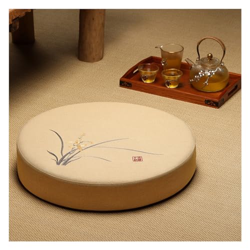 Round Meditation Cushion Mat Set with Washable Cotton Linen Cover, Tatami Cushion Floor Larger Yoga Mat Bolster Floor Pillows Seating for Adults Meditation Accessori Y-50CM - color: Y, size: 50CM