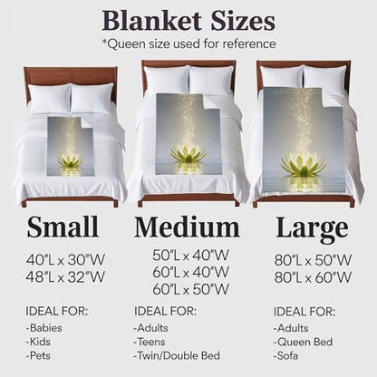Zen Meditation Lotus Floral Blanket Soft Cozy Warm Throw Blanket for Couch, Plush Fuzzy Flannel Fleece Blankets for Sofa, Green Floral Modern Art Bed Blankets Lightweight Gifts for Women, 50"x80" - size: 50x80 Inch