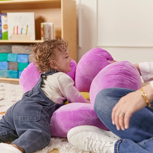 ECR4Kids SoftZone Flower-Shaped Cozy Floor Cushion, 25in, Flexible Seating, Bright Purple