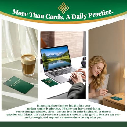 50 Strategic Wisdom Cards - Timeless Philosophy Deck for Leadership & Mastery - Premium High-Gloss Insight Deck for Executive Growth & Decision Making - Elegant Gift for Success (Dark Green) - color: Dark Green