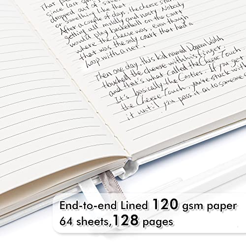 feela College Ruled Notebooks, 24 Pack Business Notebook Hardcover Lined Writing Journal with Pen Holder for Men Women Note Taking, with 24 Black Pens, 120 GSM, 5.1”x8.3”, A5, White - color: 24 White