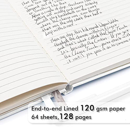 feela College Ruled Notebooks, 24 Pack Business Notebook Hardcover Lined Writing Journal with Pen Holder for Men Women Note Taking, with 24 Black Pens, 120 GSM, 5.1”x8.3”, A5, White - color: 24 White