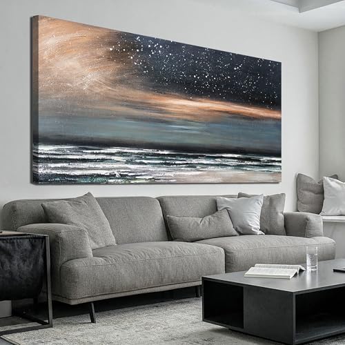 Canvas Wall Art Decor Artwork for Walls Coastal Beach Wall Art Decorations Canvas Modern Art Wall Decor Nature Starry Night Wall Art Prints Art Work for Home Office Kitchen Wall Decor 20"X40" - color: QLS-G, size: 40"L x 20"W