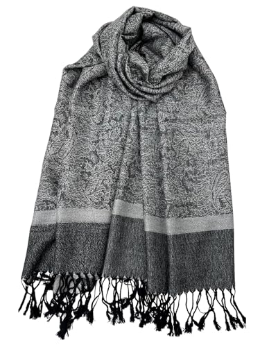 Pashmina Shawl Wrap for Women Soft Lightweight Multi-Purpose Scarf for Weddings, Parties & Casual Wear - color: Light Grey-pl1827