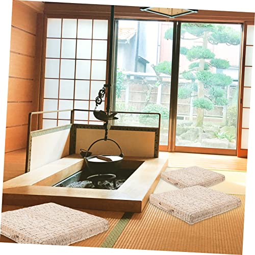 ABOOFAN Thick Straw Woven Mat Eco-Friendly Yoga Meditation Pad Floor Pillow Funny Welcome Mat