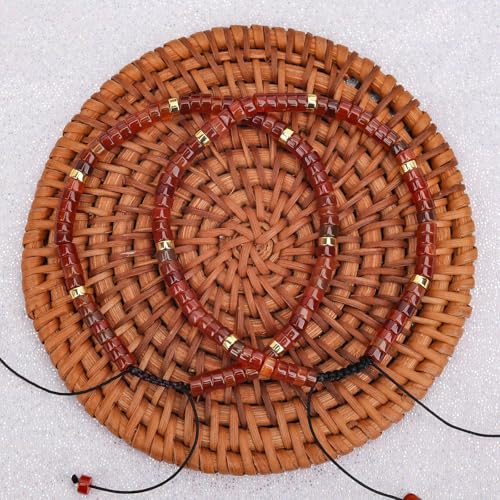 BONNY BOXX Braided Genuine Bracelet, Elegant Handcrafted Natural Gemstone Crystal Bracelet Healing Power Energy Inspirational Gifts with Card for Unisex - color: Carnelian, size: 2*4MM