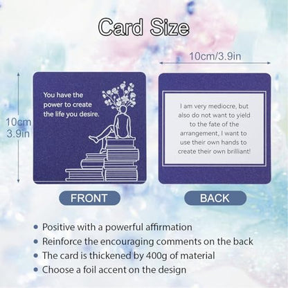 50 Positive Affirmation Cards, Daily Motivational Affirmation Cards with Soothing Colors, Inspirational Encouragement Cards for Women & Classmates, Giftable Affirmations, BLUE - color: BLUE