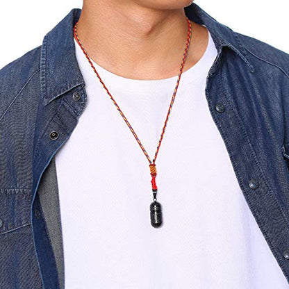 Men's Stainless Steel Open Lucky Buddha Mantra Pendant Necklace Bottle Container Memorial with Braided Rope - color: New Style, Mantra - Black