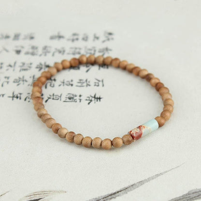 Handmade Jade Sandalwood 4mm Wooden Beads Bracelet - Retro Style Women's Jewelry Accessories - color: green