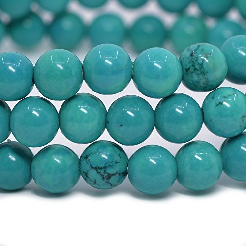 Justinstones Gem Semi Precious Gemstone 6mm Round Beads Stretch Bracelet 6.5 Inch Unisex - color: Dyed Turquoise Howlite